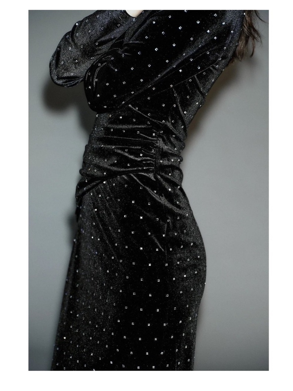 New with tags! Zara Black Velvet Long Sleeve Embellished Dress